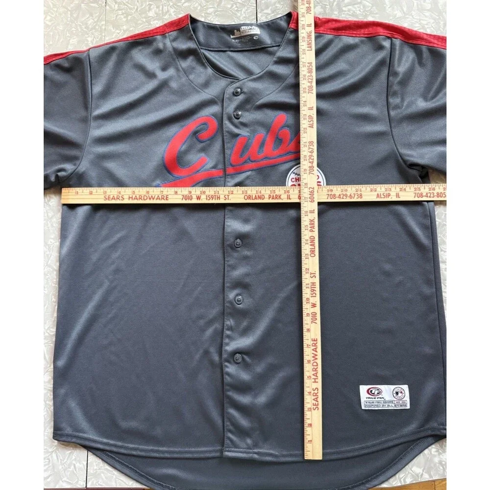 MLB Chicago Cubs Gray/Red Button-Front Baseball Jersey - 2XL